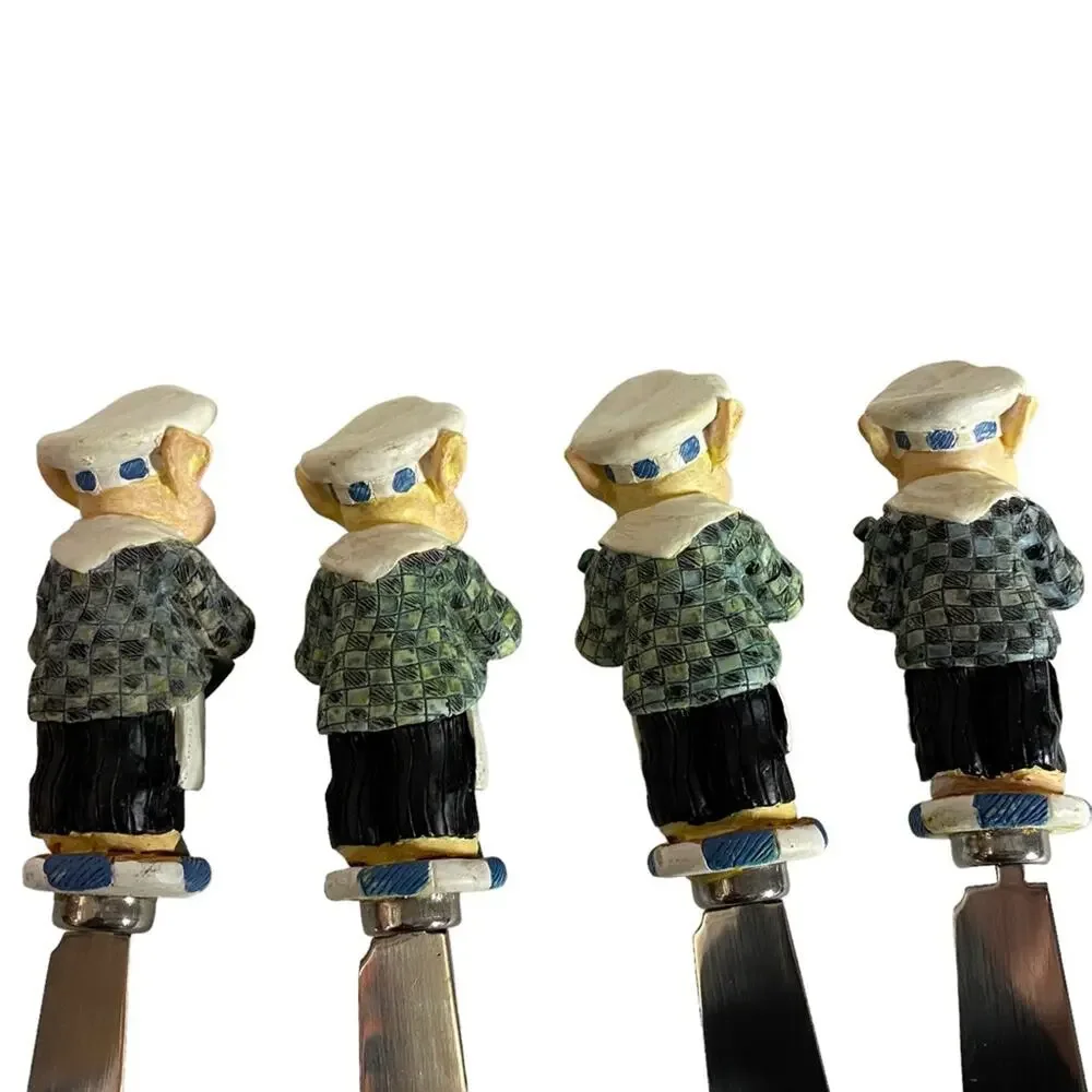 Department 56 Jam Bon Chef Pig Wine Cheese Spreaders Set Of 4 Vintage Whimsical